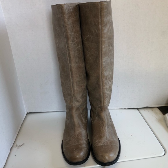 Steven Steve Madden Rannt taupe distressed tall studded boots - Picture 6 of 16